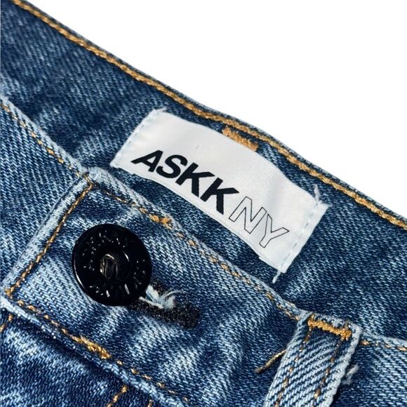 ASKK NY luxury Mid Rise marina blue Straight leg crop Japanese denim jeans sz 26 - Picture 7 of 8